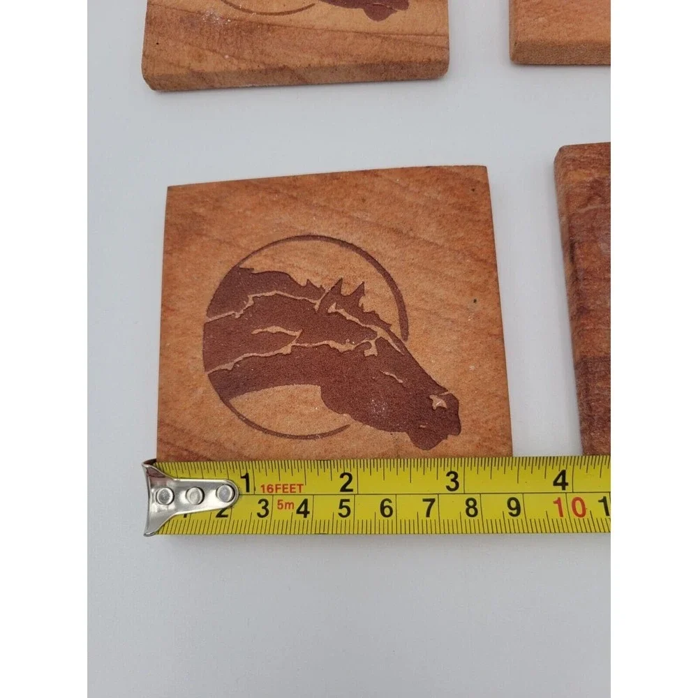 Vintage Sandstone Coasters Set Of 4 Horse‎ Head Design 3.5